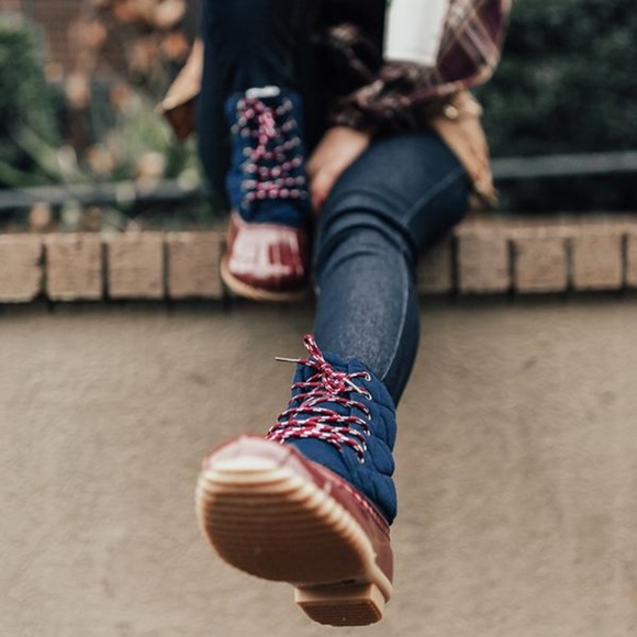 Ladies Duck Boots. Red Navy - Picture 3 of 4